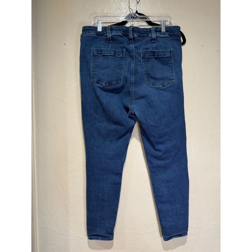 Gap High Rise Universal Legging Jeans Dark Wash Sailor Button Blue Womens 18/34R